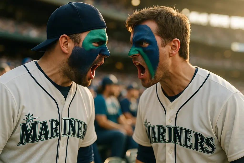 Mariners Rivalries remembered by fans outside T-Mobile Park before a Seattle game