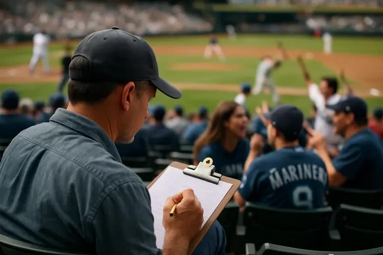 Baseball coaches watching pitchers from the dugout during a showcase